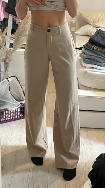 Pantalon droit beige large - bershka