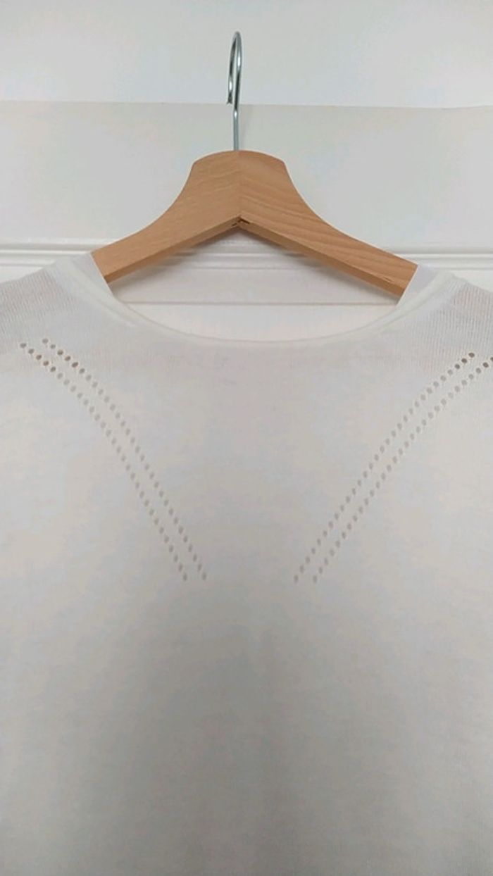 Pull blanc bi matière - photo numéro 2