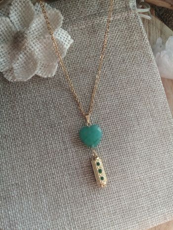 Collier talisman et pierre d'aventurine naturelle