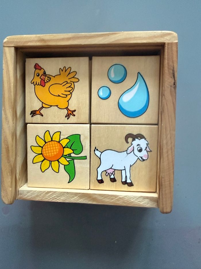 Jeu de Domino-Mémo 'Qui donne quoi ?' en bois de Sapin Malin et 6 puzzles Hello kitty - photo numéro 7