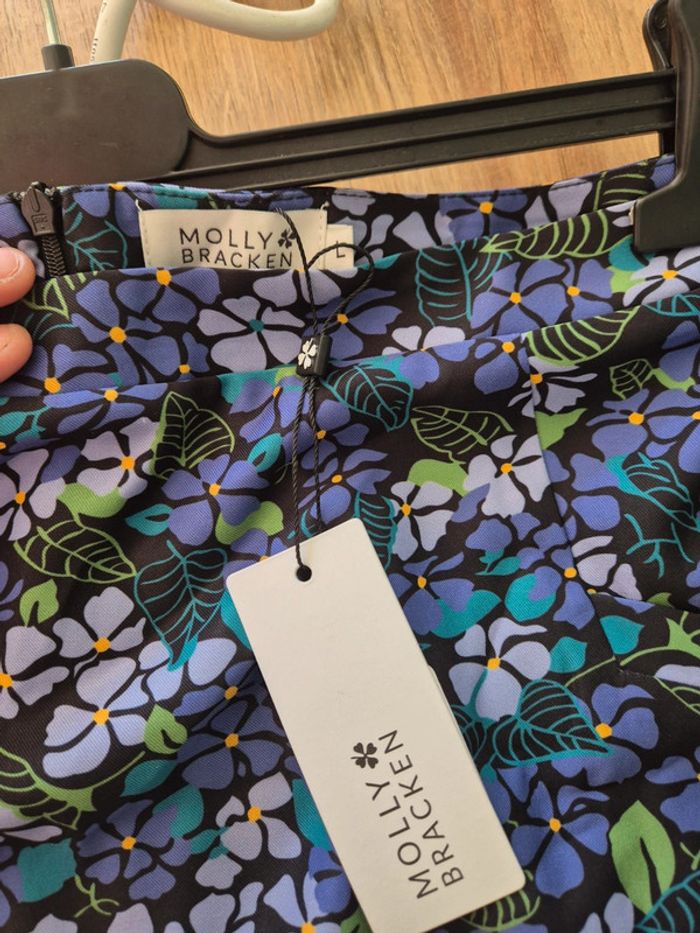 Jupe fleurie violette, molly bracken, neuve, taille 40 - photo numéro 7