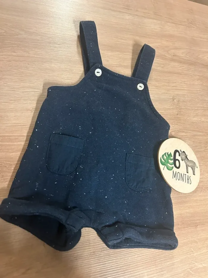 Salopette short bleu marine tacheté