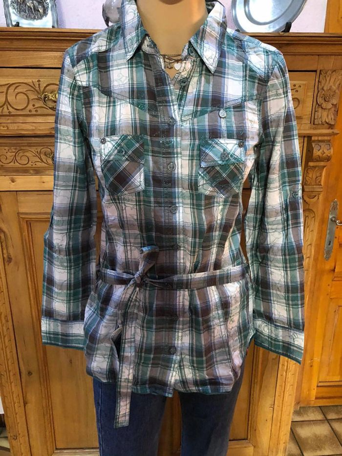 Chemise longue à carreaux EDC