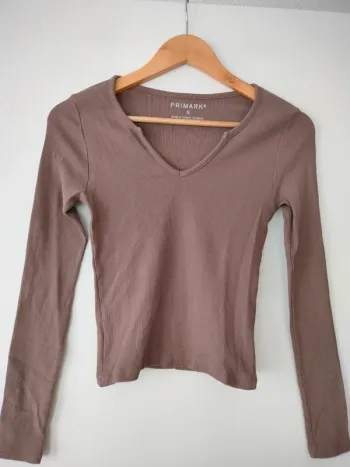 T-shirt côtelé marron Primark S