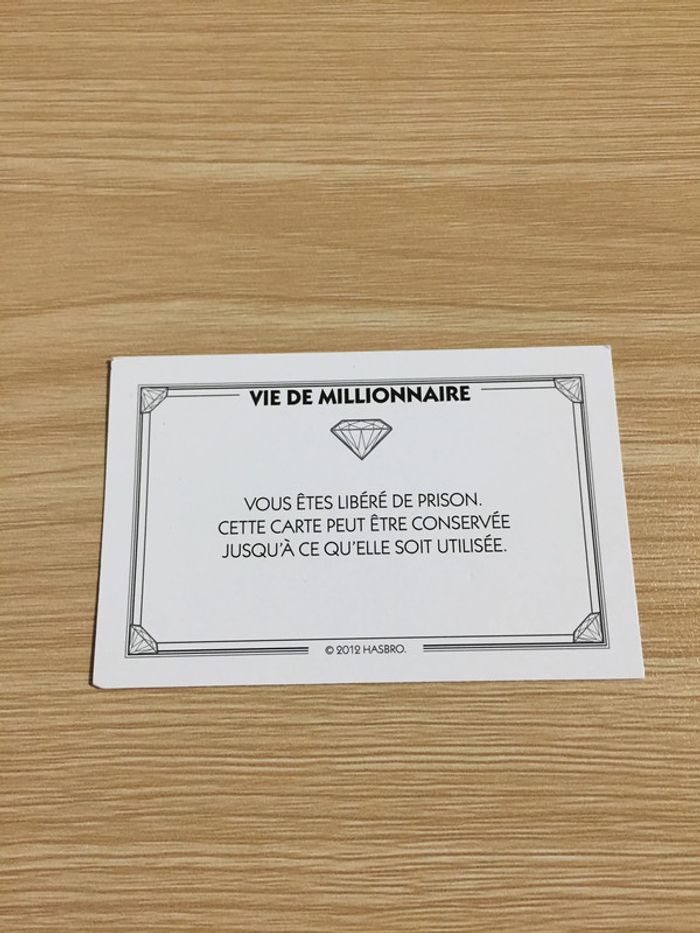 Carte vie de millionnaire Libéré de prison pièce détachée jeu de société Monopoly Millionnaire #A45