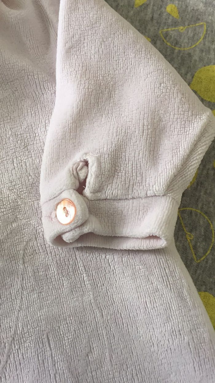 Pyjama 3 mois rose pale tartine et chocolat velours - photo numéro 3