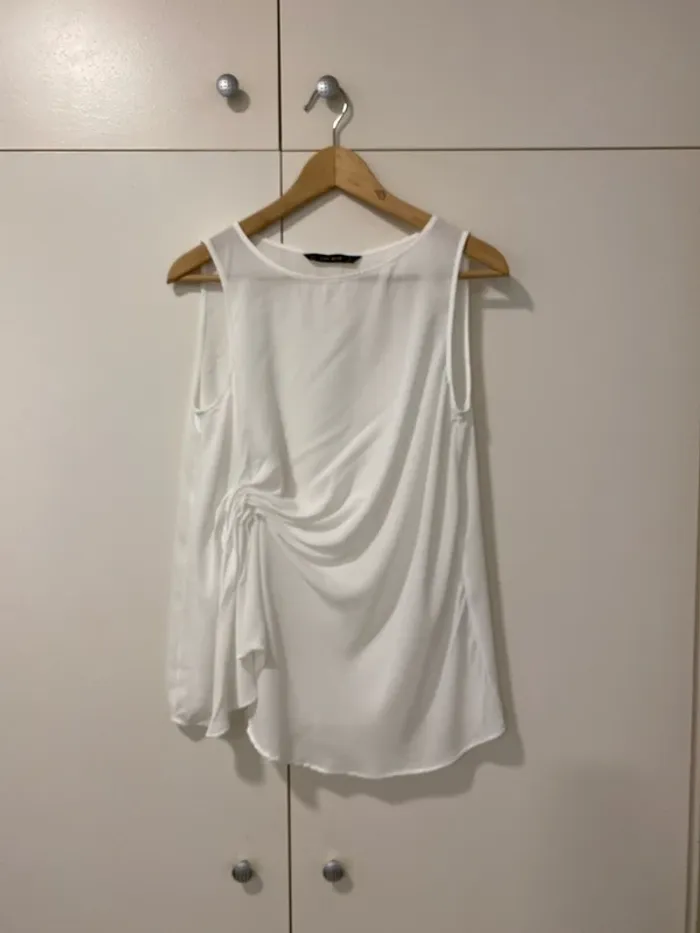 Top sans manches blanc drapé Zara taille M - photo numéro 11