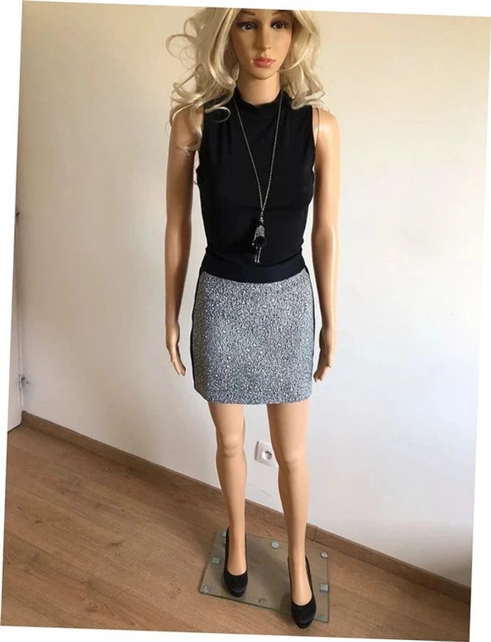 Jupe courte noire et blanche Cop Copine taille S TBE - photo numéro 3