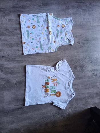 Lot 23 24 mois 86 cm débardeur et t-shirt safari Lion crocodile