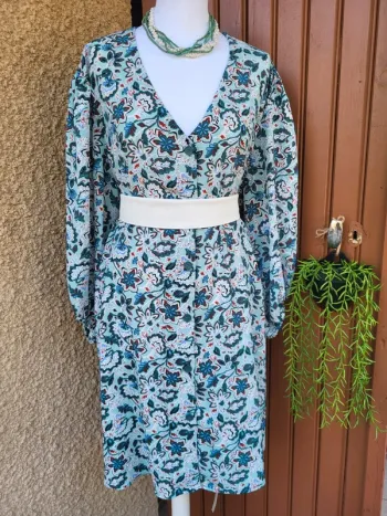 Robe chemise fleuri menthe multicolore gemo taille 54