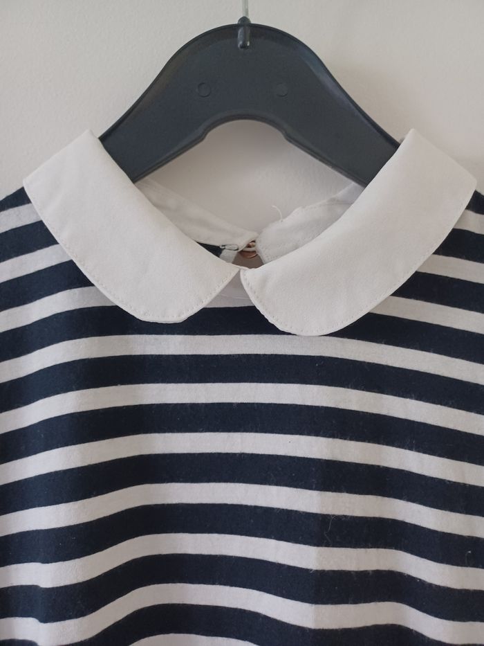 T-shirt rayé noir et blanc col Colette taille M - photo numéro 4