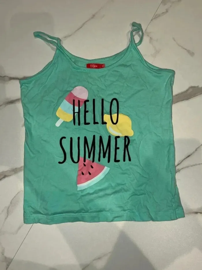 Top à bretelles bleu/vert - Taille 14 ans (Tissaia)