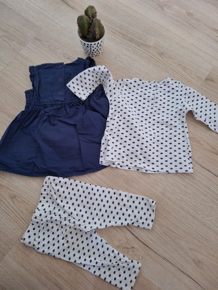 Ensemble 6 mois fille robe bleu marine - photo numéro 3