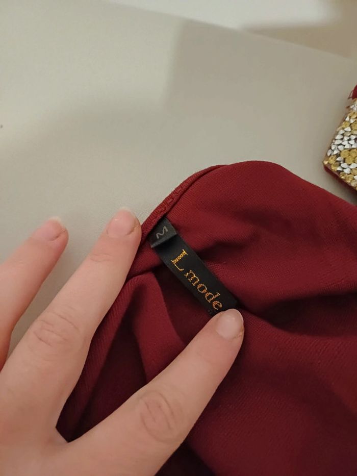 Robe chic Bordeaux avec strass L Mode taille S 36 - photo numéro 7