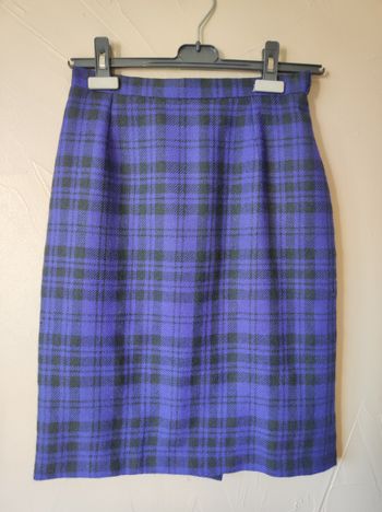 Jupe crayon Lasserre bleu marine/noir en laine taille 38