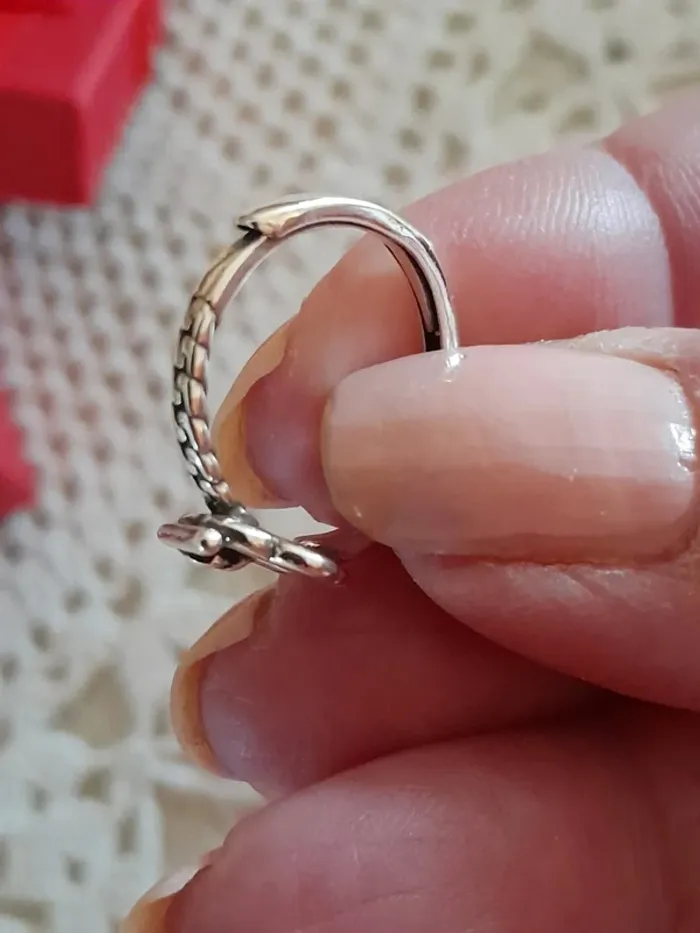 Bague fine , fleur, argent 925, réglable (54/56) - photo numéro 5