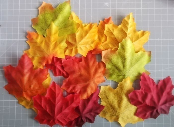 Lot de 14 x feuilles automnales artificielles (tissu synthétique). - photo numéro 3