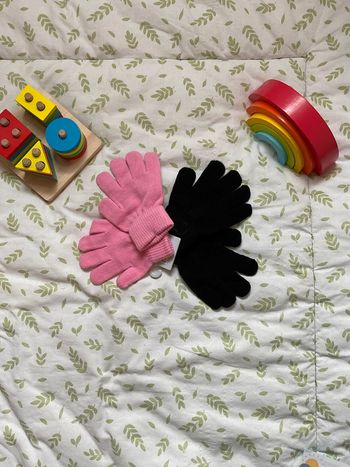 lot de 2 paires de gants rose et noir taille unique enfant