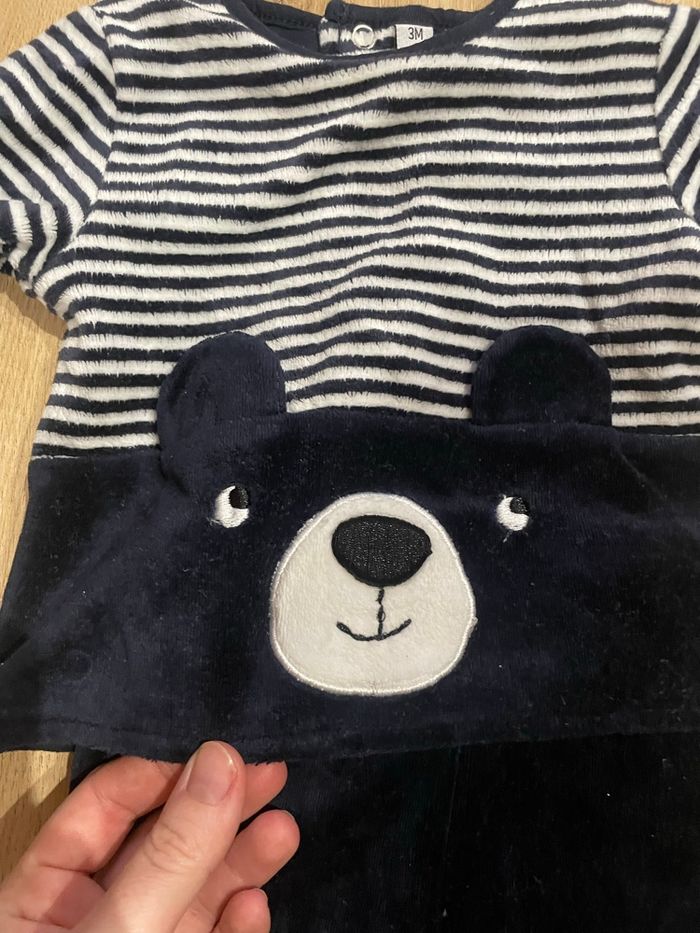 Ensemble velours haut + pantalon velours nounours comme neuf 3 mois - photo numéro 2