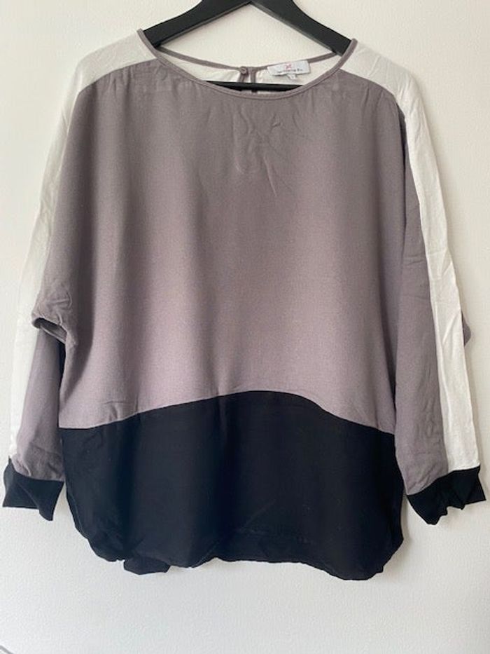 T-shirt ample manches longues tricolore