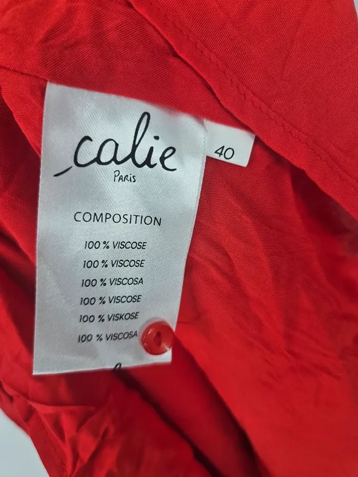 Robe rouge Calie Paris – Taille 40 – Style chemisier & dentelle – Neuve - photo numéro 4