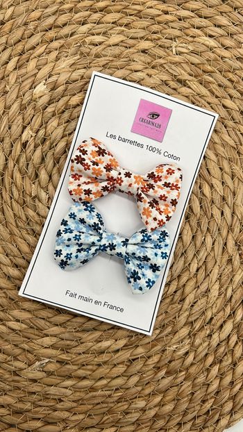 Lot 2 barrettes liberty fleurs fait main
