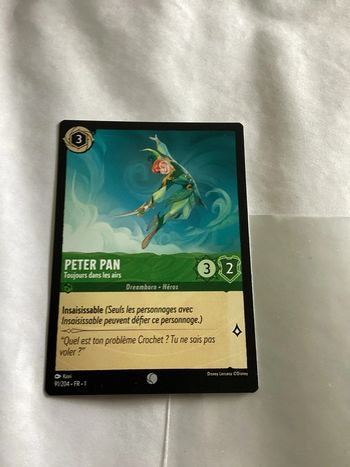 carte disney ravensburger lorcana FR peter pan héros 91/204.FR.1  Non foil première édition