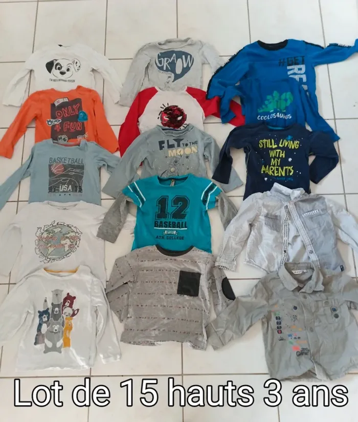 Lot de 15 t shirts /chemises hiver 3 ans