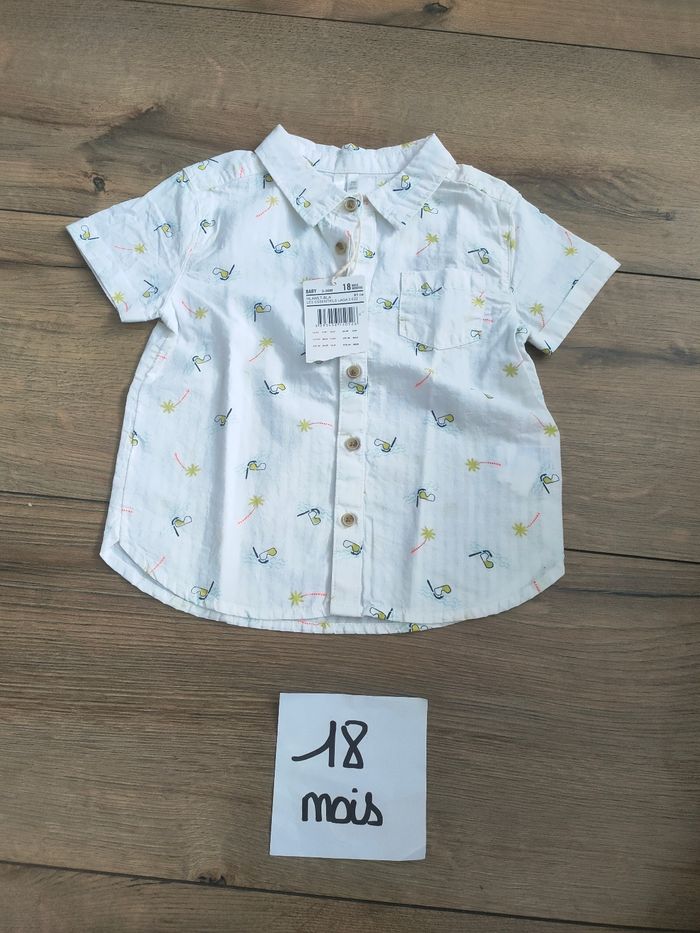 Chemisette manches courtes blanche orchestra 18 mois