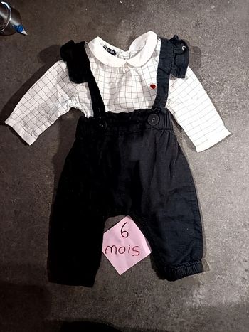 Ensemble salopette chemise 6 mois