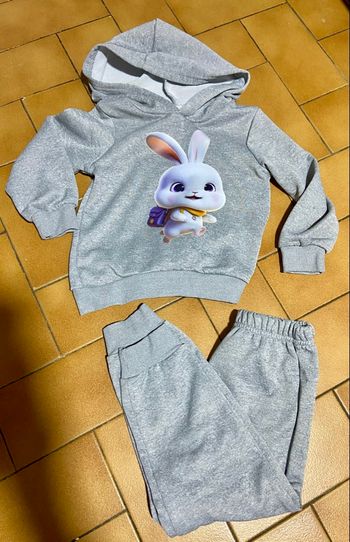 Ensemble couleur gris motif lapin taille 2/3 ans