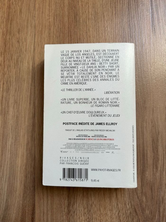 Livre de James Ellroy «La Dalhia Noir» Édition rivages noir - photo numéro 3
