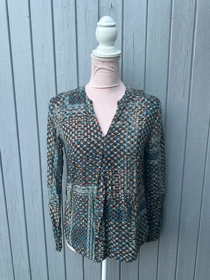 Blouse manches longues été légère colorée fleurie