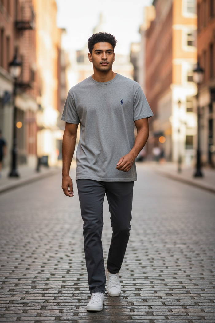 Tee Shirt Ralph Lauren pour homme - Taille L - Gris logo brodé noir - Neuf - photo numéro 4