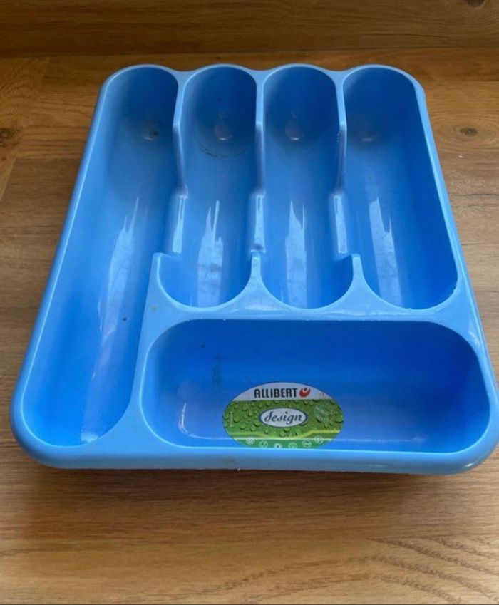 Range couverts en plastique bleu - photo numéro 2