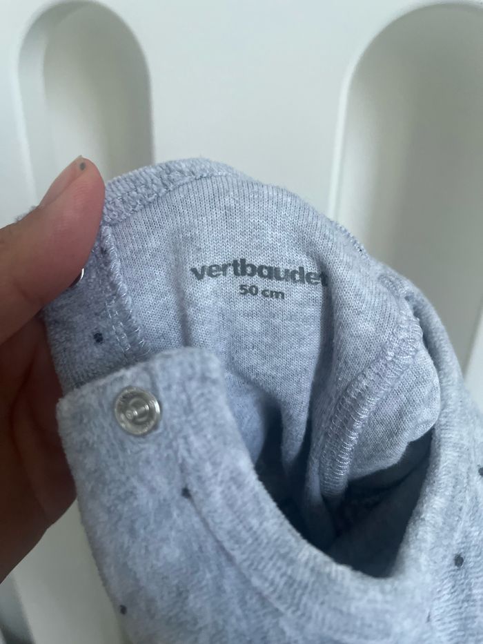 Pyjama naissance vertbaudet 50 cm gris étoiles lunes - photo numéro 3