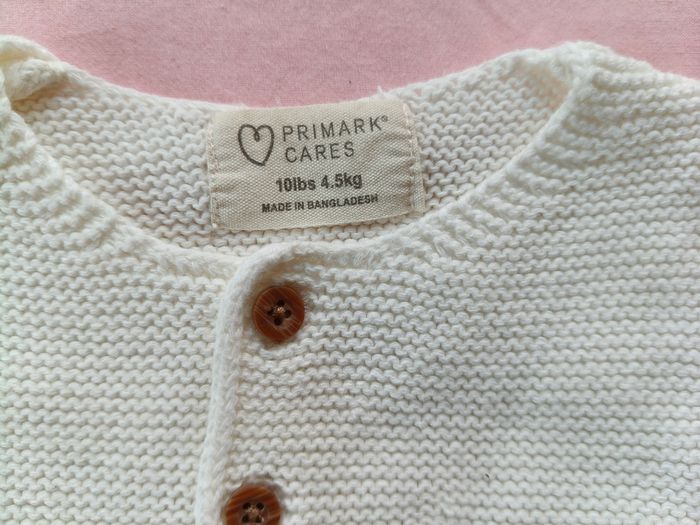 Gilet bébé mixte Primark Care blanc boutons 0-1 mois - photo numéro 2