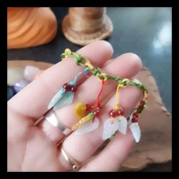 Collier ethnique nature feuille jade neuf - photo numéro 6
