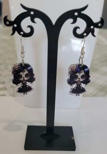 BOUCLES D'OREILLES POUPEE SANTA MUERTE HALLOWEEN ! NEUVE ! MODELE 5