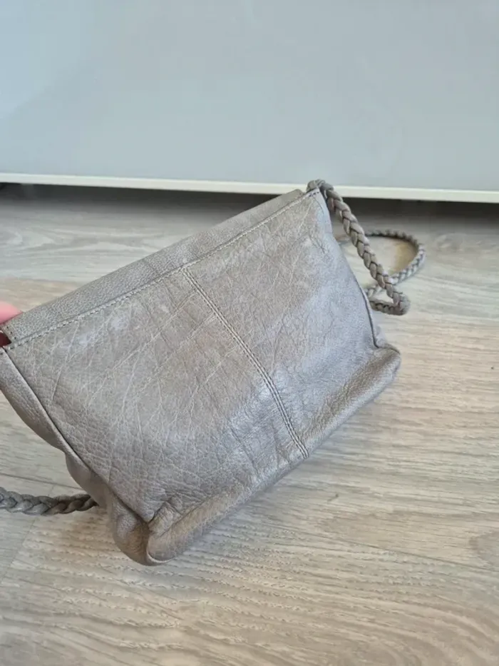 Sac bandoulière pochette argentée cuir pièces - photo numéro 8