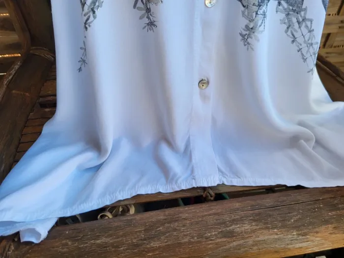 Chemise tunique asymétrique fleuri blanc gris influx taille 46 - photo numéro 5