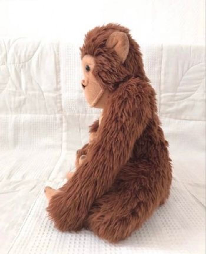 Grande peluche 40 centimètres gorille / singe assis marron et beige Vintage - photo numéro 2