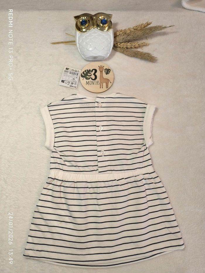 Robe marinière 3 mois fille Kiabi neuve - photo numéro 3