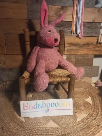 Peluche lapin rose paillettes Minouche tbe