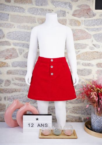 Jupe droite en velours rouge passion Fille taille 12 ans marque Okaidi 🦜 