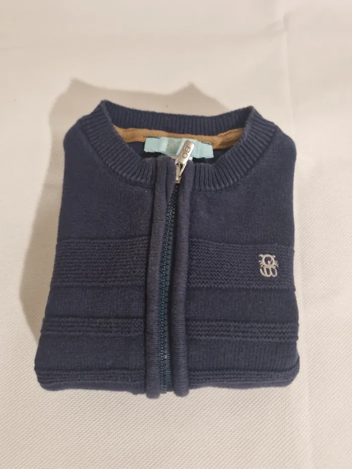Gilet zippé bleu marine 12 mois (74 cm) Obaïbi - photo numéro 4