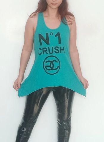 Tunique débardeur asymétrique a texte taille 42