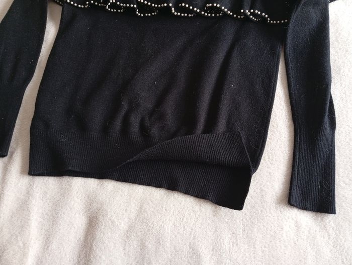 Pull noir à volants et perles. Sweewë 38 - photo numéro 9
