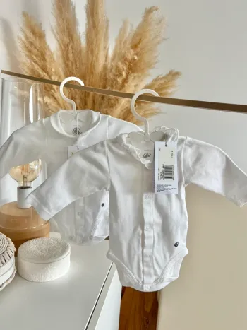Lot de 2 bodies col Claudine 1m/54cm - Petit Bateau