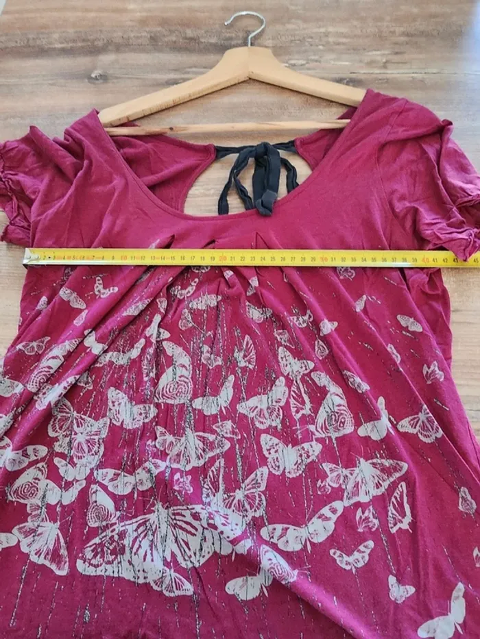 Tee-shirt haut blouse manches courtes pepe jeans taille L 40 motifs papillons 🦋 - photo numéro 6